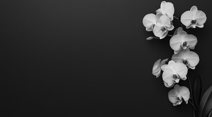 White orchid flowers isolated on a black background,
