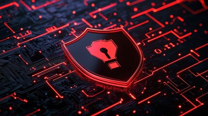 Crisis management solutions digital shield overcoming chaotic red warning symbols in ai planning