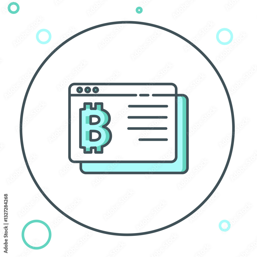 Aufkleber line cryptocurrency coin bitcoin icon isolated on white background. physical bit coin. blockchain ba