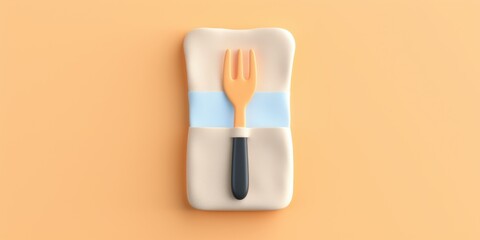 Fototapeta premium 3d fork design on plate minimalist kitchen setting food art contemporary style close-up perspective