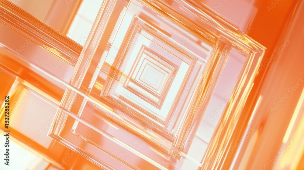 Poster abstract image featuring orange squares with a tunnel effect