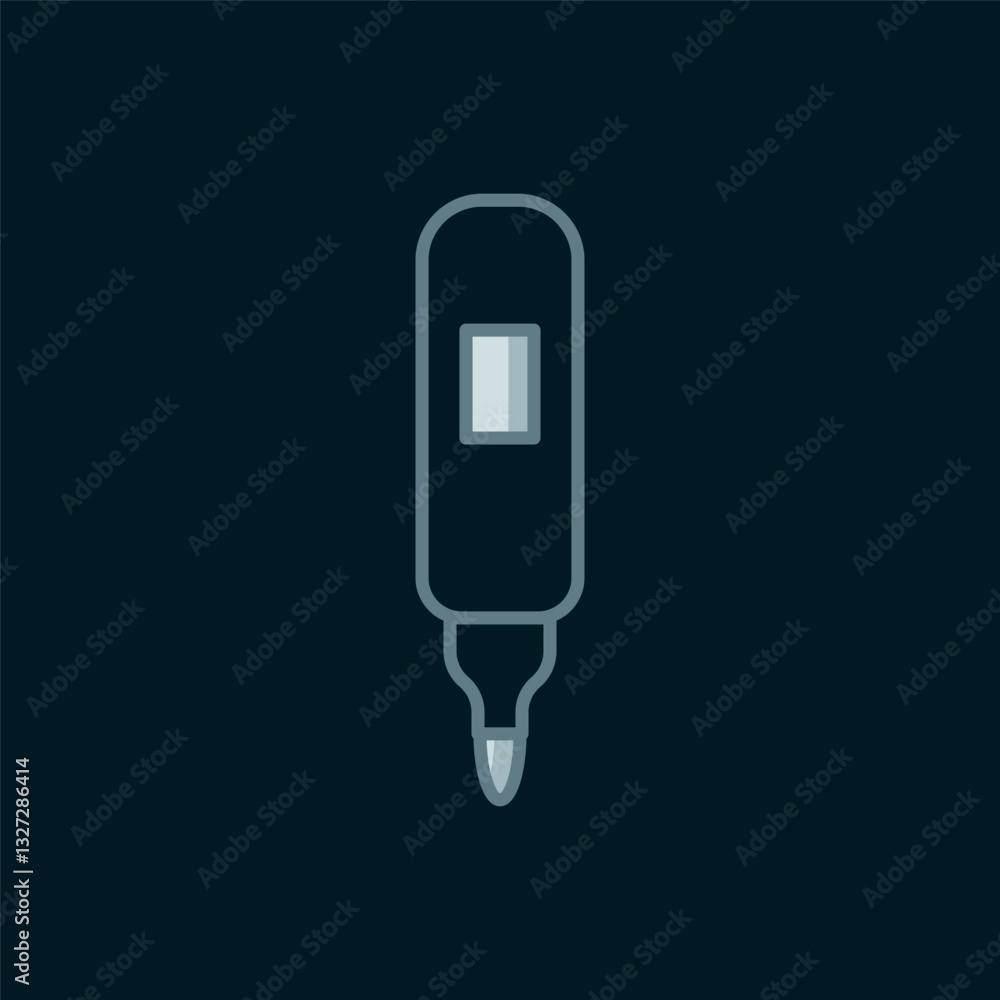 Poster line marker pen icon isolated on black background. felt-tip pen. flat filled outline style with shad