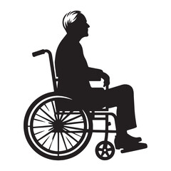 Timeless Old Man Sitting in a Wheelchair silhouette, carrying the wisdom of generations - Old Man illustration - Minimalist Old Man vector - Ancestral figure

