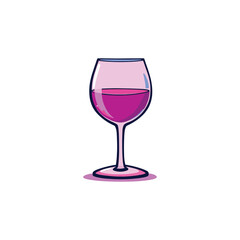 wine glass ,Cartoon Wine Glass Vector: Playful Illustration with Pink Liquid and 3D Shadow Effect
