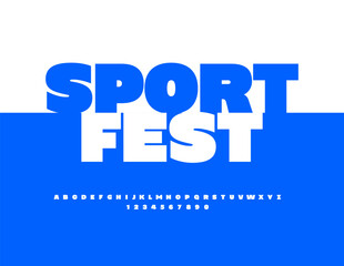 Vector Creative invitation Sport Fest. Modern Classic Font. Digital Uppercase Alphabet Letters and Numbers set