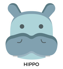 Cute hippo face icon.by kus wandoko