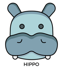 Cute hippo face icon.by kus wandoko