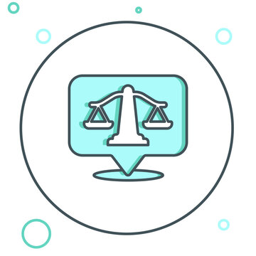 recommend clip art: Line Scales of justice icon isolated on white background. Court of law symbol. Balance scale sign. Colorful outline concept. Vector
