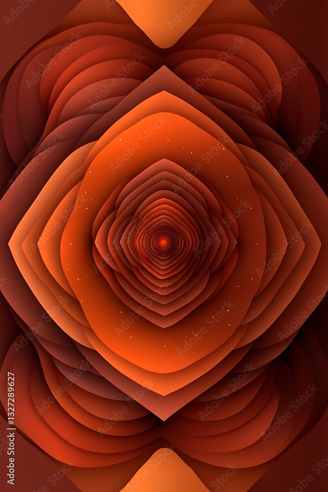 Poster abstract geometric design with warm tones and intricate layering effect
