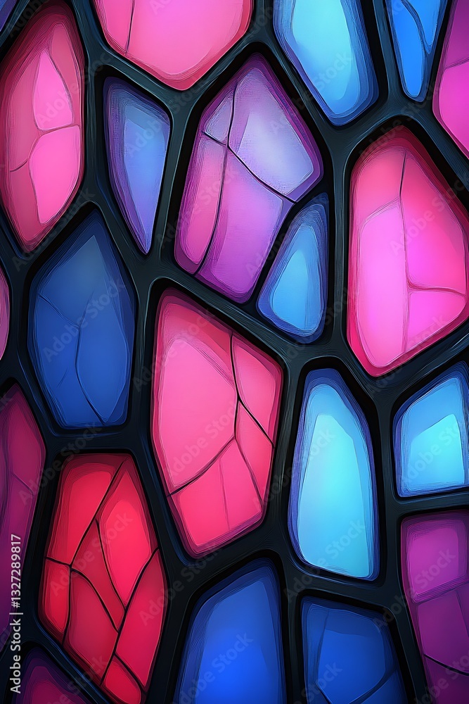 Poster abstract geometric shapes in vibrant hues create a captivating mosaic pattern
