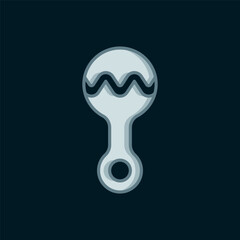 Line Rattle baby toy icon isolated on black background. Beanbag sign. Flat filled outline style with shadow. Vector