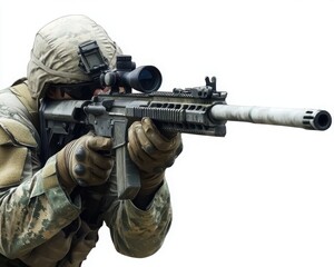 Fototapeta premium British special forces weapon focus combat rifle stance HD transparent vector white