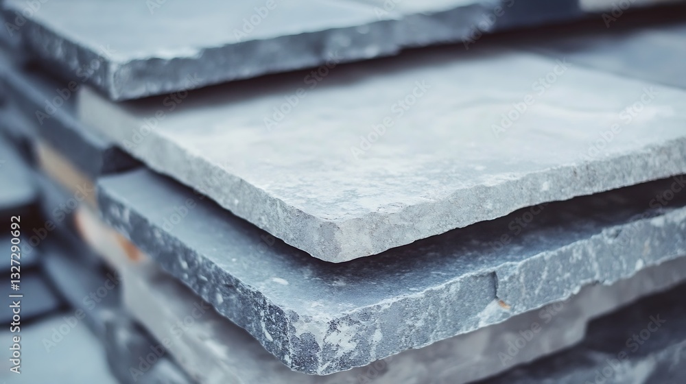 Aufkleber close up view of stacked stone tiles perfect for building and landscaping projects : generative ai