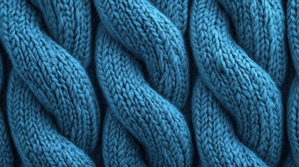 Blue Knitted Cable Pattern Textile Fabric Texture