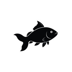 Basic carp fish silhouette on white background