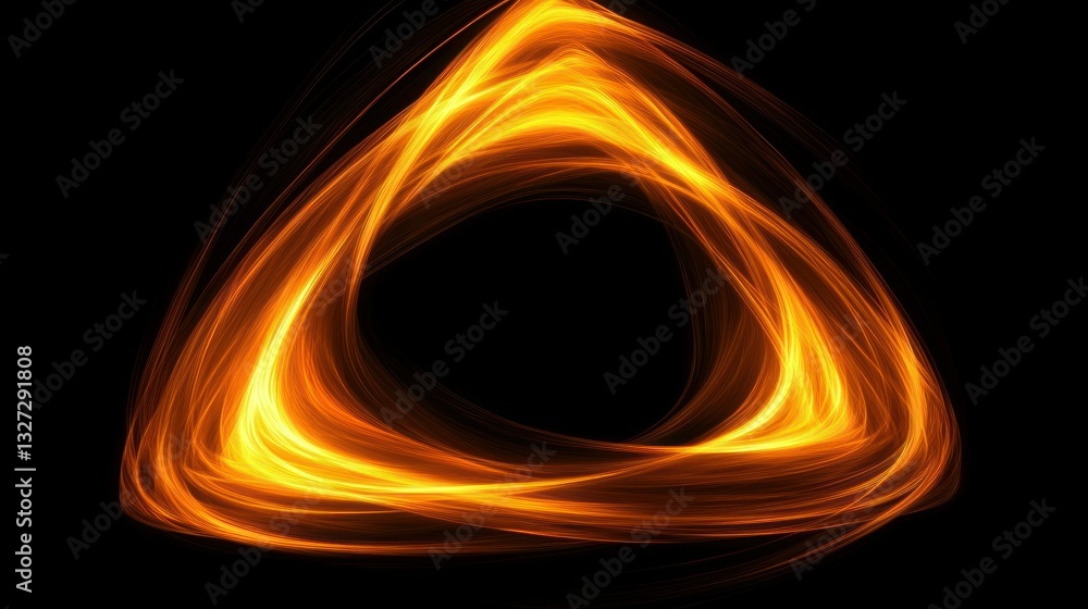 Poster fiery lines forming a glowing abstract triangular frame shape
