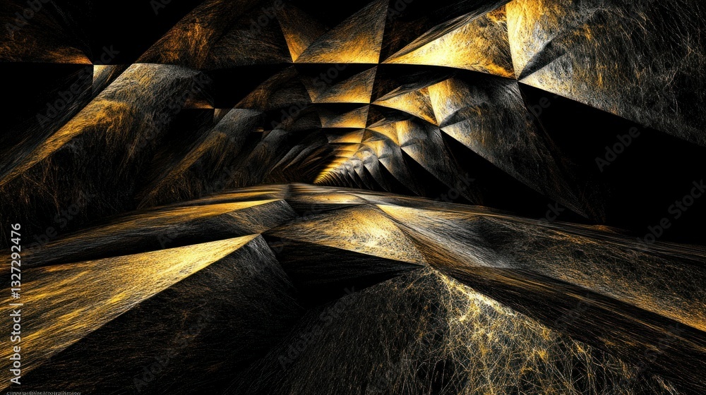 Poster abstract rendered tunnel displays a geometric pattern with vibrant colors and textures