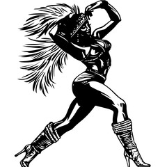 Fototapeta premium Silhouette of a Dancer Highlighting Energetic Hip Movements and Rhythmic Step