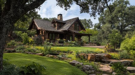 Fototapeta premium Charming rustic house surrounded by nature.