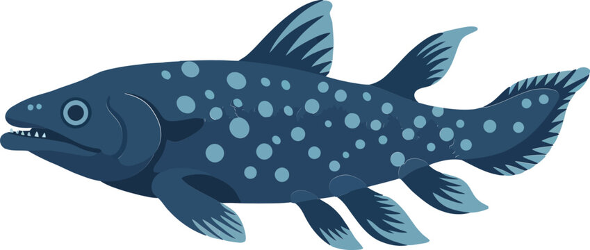 Detailed vector illustration of a coelacanth fish in a flat design style showcasing its unique features and aquatic environment in a vibrant color palette vector art