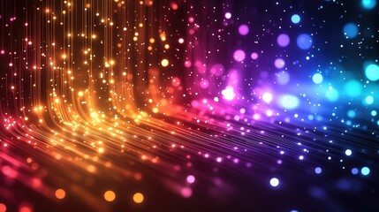 Obraz premium Abstract digital art, colorful lights, glowing particles