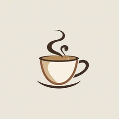 Obraz premium cup of coffee Minimalist Coffee Shop Logo with Abstract Cup and Swirling Steam