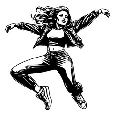 Fototapeta premium Silhouette of a Dancer Highlighting Energetic Hip Movements and Rhythmic Step