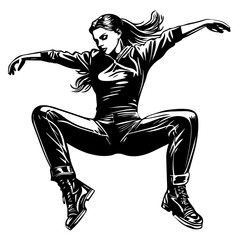 Fototapeta premium Silhouette of a Dancer Highlighting Energetic Hip Movements and Rhythmic Step