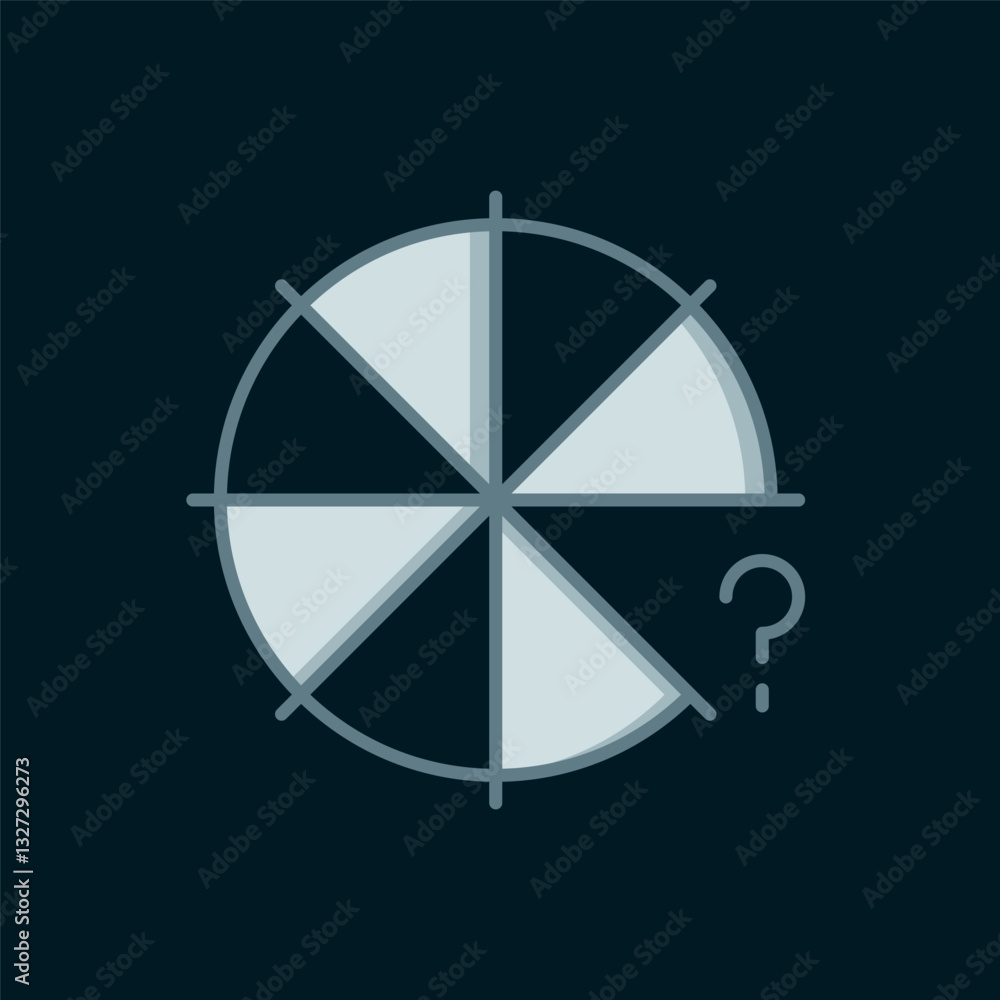 Poster line circle of pieces icon isolated on black background. flat filled outline style with shadow. vect