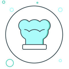 Line Chef hat icon isolated on white background. Cooking symbol. Cooks hat. Colorful outline concept. Vector
