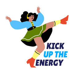 A flat style sticker of a girl showing dance energy