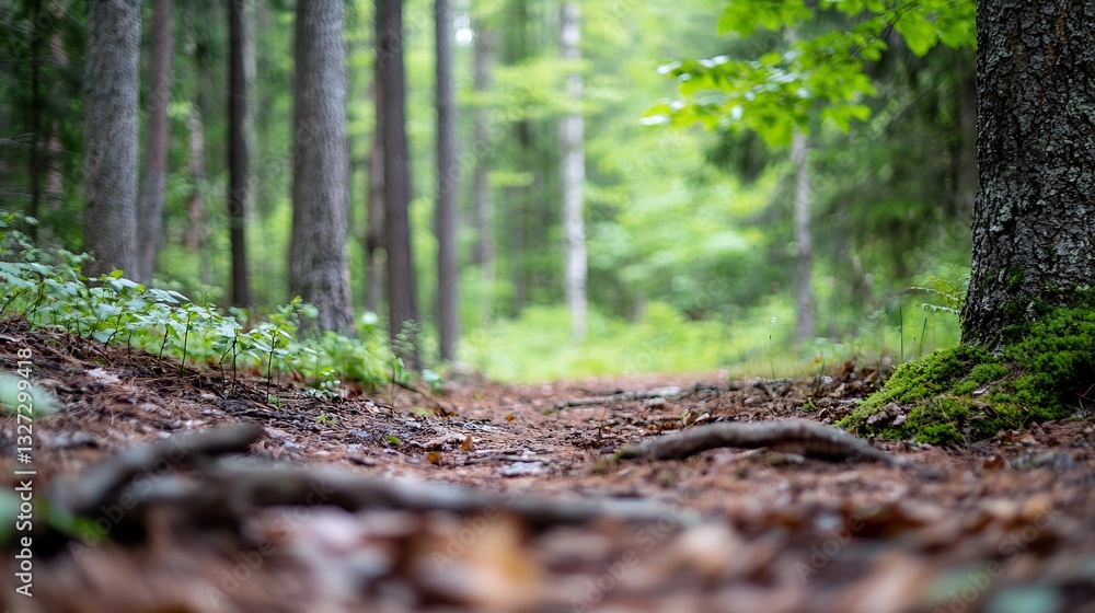 Aufkleber a serene forest path winding through tall trees showcasing lush greenery and tranquility : generativ