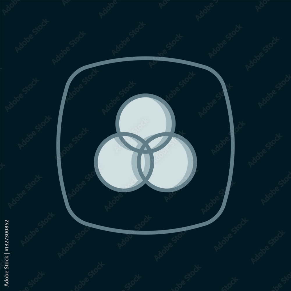 Aufkleber line rgb and cmyk color mixing icon isolated on black background. flat filled outline style with sha