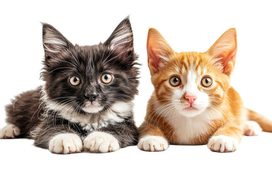 Kittens playfully resting together on a soft surface