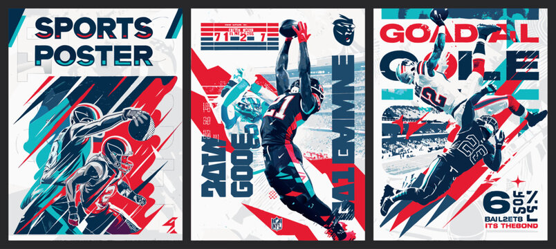 American Football Posters Set &ndash; Action-Packed Sports Wall Art