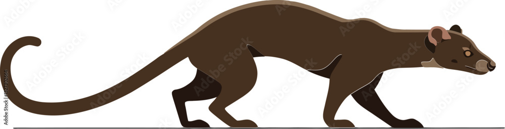 Aufkleber brown weasel in a dynamic pose showcasing sleek form in a minimalistic style of vector art