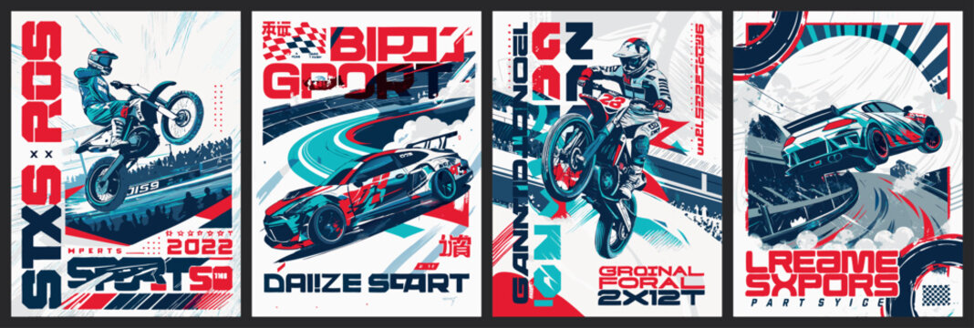  Motorsport Racing Posters Set &ndash; Dynamic Sports Wall Art