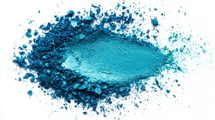 Obraz premium cobalt blue and teal eyeshadow powder on a white background, generative ai