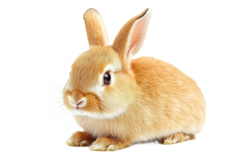 Cute fluffy rabbit resting on a soft surface
