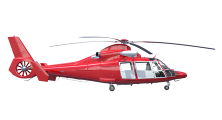 Red and white rescue helicopter