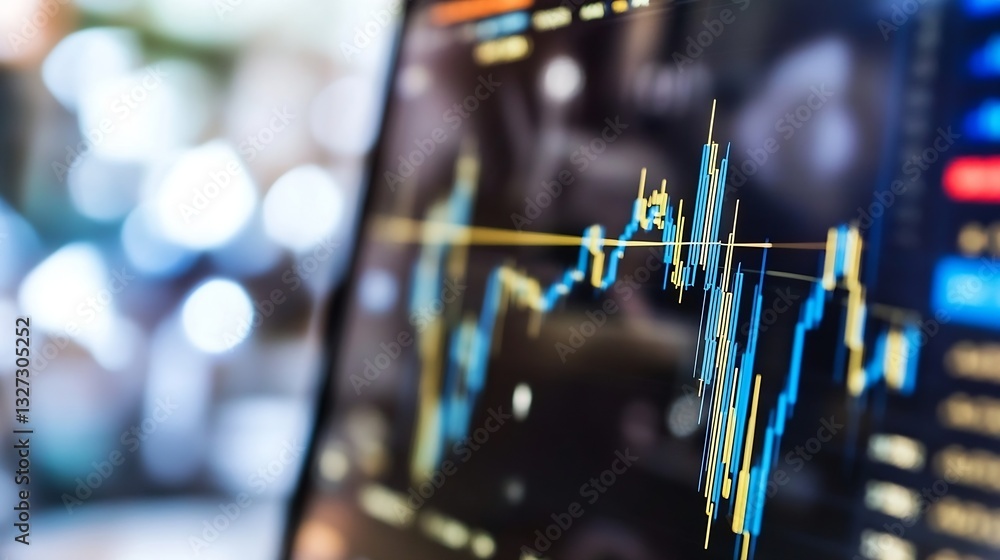 Poster Digital Stock Market Graph Displaying Financial Trends and Analytics : Generative AI