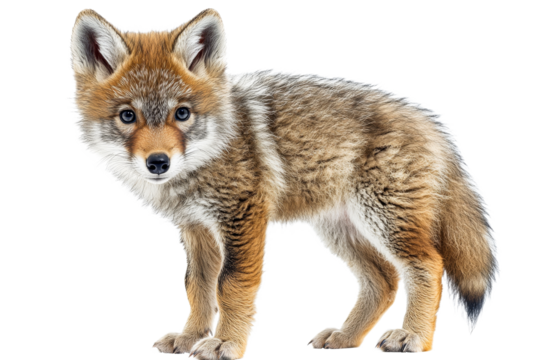 Cunning fox standing on a transparent background