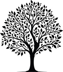Minimalist Black Silhouette Tree Vector Nature Clipart Isolated Tree Illustration