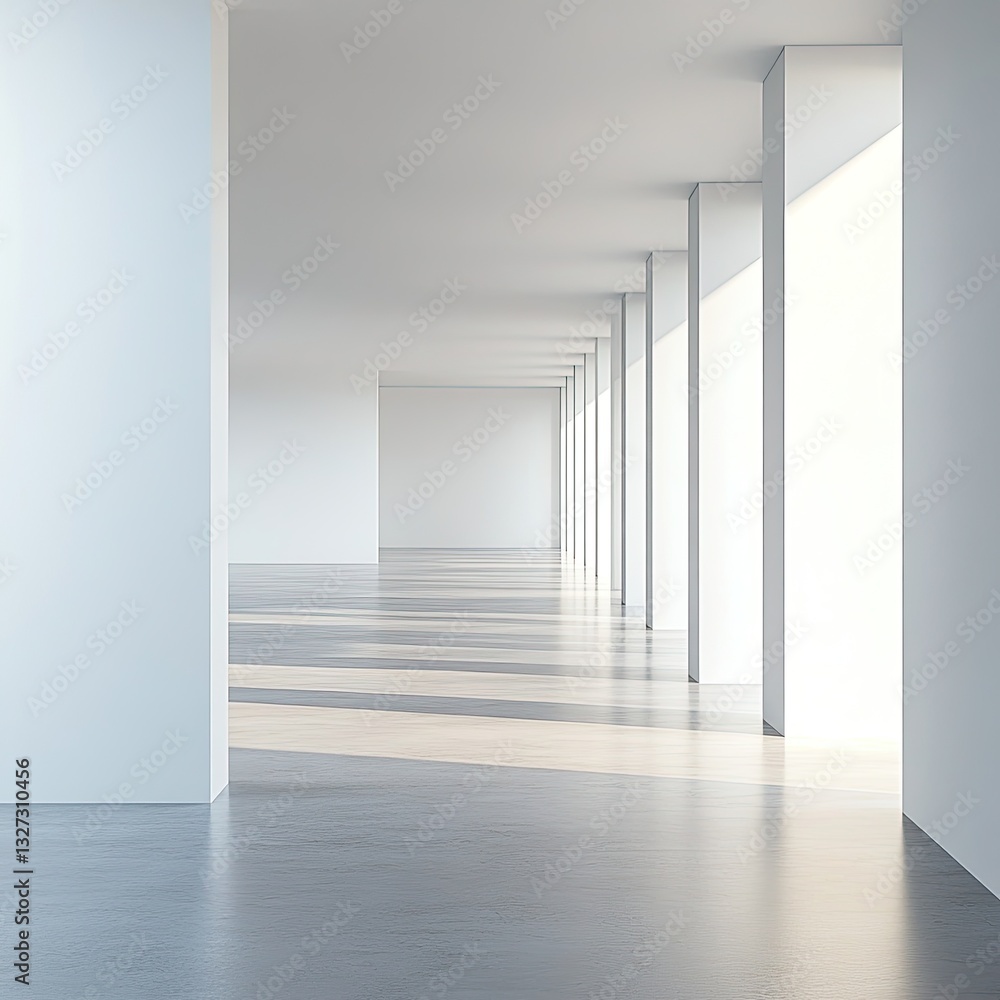 Poster modern minimalist architecture empty hallway with sunlight and clean lines