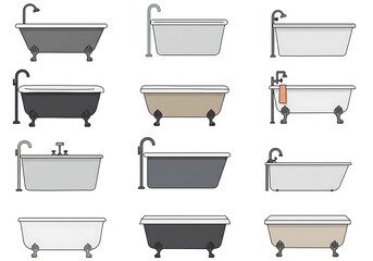 Bathtub Collection Varied Styles and Colors for Interior Design Inspiration