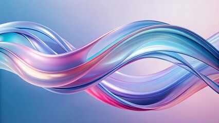 Naklejka premium 3D futuristic abstract glossy flowing waves in pastel background (1)
