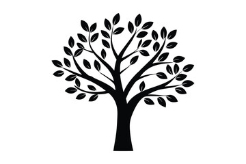 Minimalist Black Silhouette Tree Vector Nature Clipart Isolated Tree Illustration