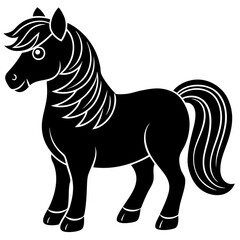 Pony Silhouette Vector Illustration on White Background