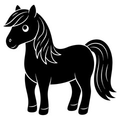 Pony Silhouette Vector Illustration on White Background