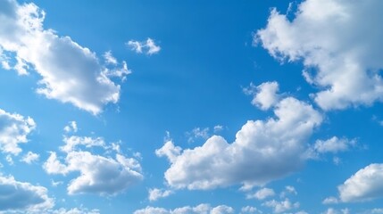 Fototapeta premium Bright blue sky with fluffy white clouds creating a serene and tranquil natural landscape view : Generative AI